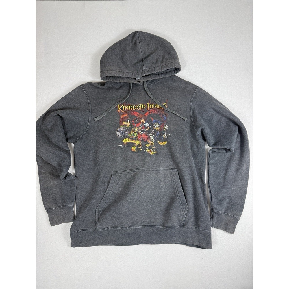 Kingdom Hearts Graphic Pullover Hoodie Mens Medium Charcoal Grey Sora Disney